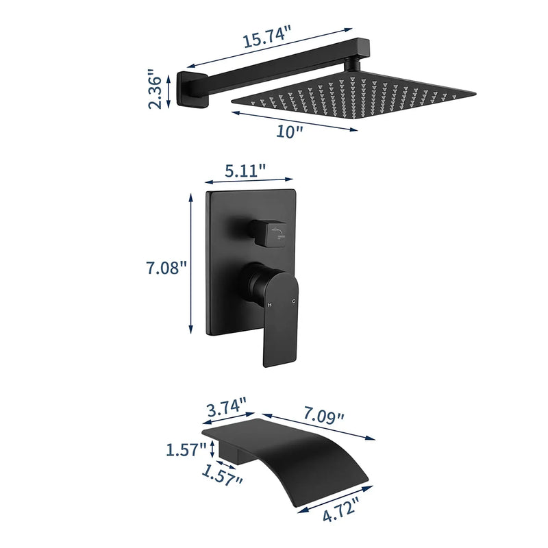 Shower Faucet Set with Tub Spout, Tub and Shower Trim Kit with Rough in Valve, Waterfall Shower Tub Faucet Set Wall Mounted Shower System shower-faucet-set-with-tub-spout-tub-and-shower-trim-kit-with-rough-in-valve-waterfall-shower-tub-faucet-set-wall-mounted-shower-system 
