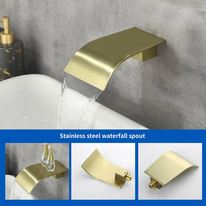 Shower Faucet Set with Tub Spout, Tub and Shower Trim Kit with Rough in Valve, Waterfall Shower Tub Faucet Set Wall Mounted Shower System shower-faucet-set-with-tub-spout-tub-and-shower-trim-kit-with-rough-in-valve-waterfall-shower-tub-faucet-set-wall-mounted-shower-system 