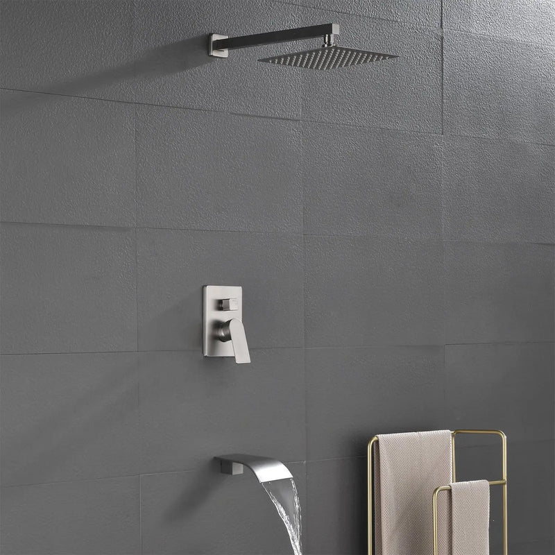 Shower Faucet Set with Tub Spout, Tub and Shower Trim Kit with Rough in Valve, Waterfall Shower Tub Faucet Set Wall Mounted Shower System shower-faucet-set-with-tub-spout-tub-and-shower-trim-kit-with-rough-in-valve-waterfall-shower-tub-faucet-set-wall-mounted-shower-system 