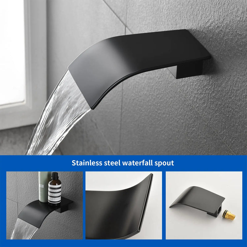 Shower Faucet Set with Tub Spout, Tub and Shower Trim Kit with Rough in Valve, Waterfall Shower Tub Faucet Set Wall Mounted Shower System shower-faucet-set-with-tub-spout-tub-and-shower-trim-kit-with-rough-in-valve-waterfall-shower-tub-faucet-set-wall-mounted-shower-system 