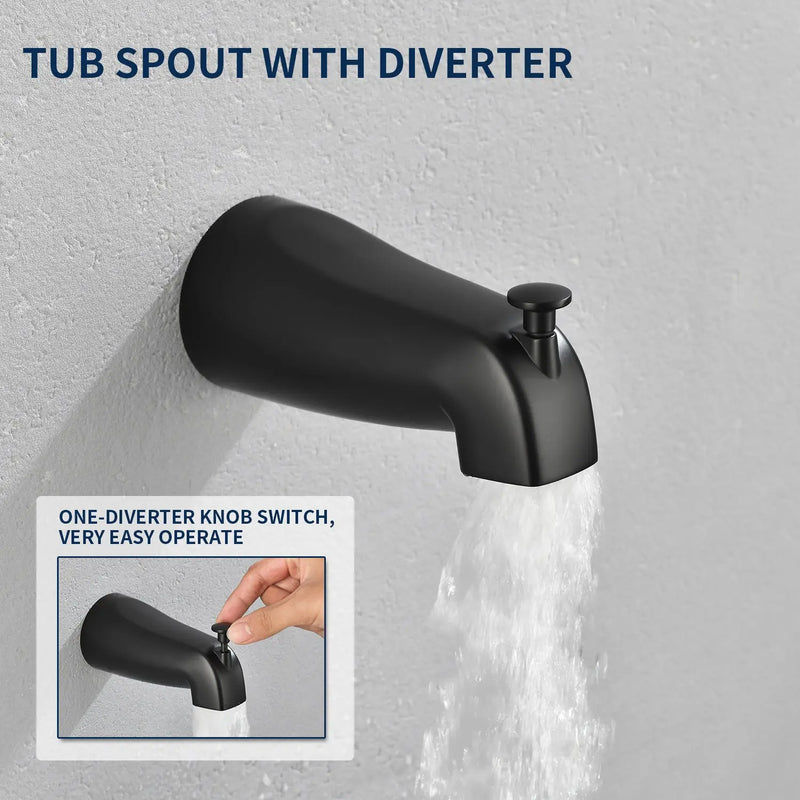 Shower Faucets Sets Complete with Tub Spout & Valve, 7 Modes Dual 2-in-1 High Pressure Rain & Handheld Shower Head System with 3-Way Water Diverter & Shower Trim Kit shamanda-2-in-1-shower-system-matte-black 