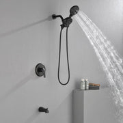Shower Faucets Sets Complete with Tub Spout & Valve, 7 Modes Dual 2-in-1 High Pressure Rain & Handheld Shower Head System with 3-Way Water Diverter & Shower Trim Kit shamanda-2-in-1-shower-system-matte-black 