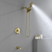 Shower Faucets Sets Complete with Tub Spout & Valve, 7 Modes Dual 2-in-1 High Pressure Rain & Handheld Shower Head System with 3-Way Water Diverter & Shower Trim Kit shamanda-2-in-1-shower-system-matte-black 