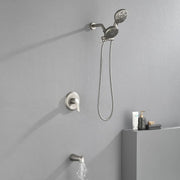 Shower Faucets Sets Complete with Tub Spout & Valve, 7 Modes Dual 2-in-1 High Pressure Rain & Handheld Shower Head System with 3-Way Water Diverter & Shower Trim Kit shamanda-2-in-1-shower-system-matte-black 