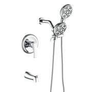 Shower Faucets Sets Complete with Tub Spout & Valve, 7 Modes Dual 2-in-1 High Pressure Rain & Handheld Shower Head System with 3-Way Water Diverter & Shower Trim Kit shamanda-2-in-1-shower-system-matte-black Chrome / Brass & SUS304 & ABS