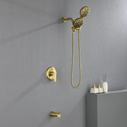 Shower Faucets Sets Complete with Tub Spout & Valve, 7 Modes Dual 2-in-1 High Pressure Rain & Handheld Shower Head System with 3-Way Water Diverter & Shower Trim Kit shamanda-2-in-1-shower-system-matte-black 