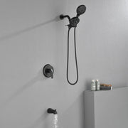Shower Faucets Sets Complete with Tub Spout & Valve, 7 Modes Dual 2-in-1 High Pressure Rain & Handheld Shower Head System with 3-Way Water Diverter & Shower Trim Kit shamanda-2-in-1-shower-system-matte-black 