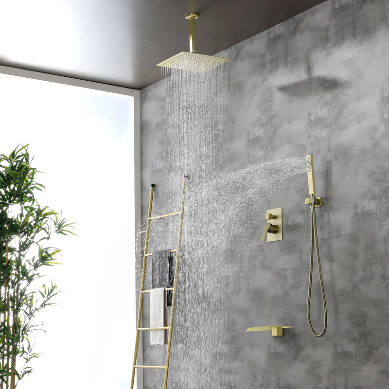 Shower System 12 Inch Rain Shower Head Ceiling Mount with Handheld Spray Luxury High Pressure Shower Combo Set shamanda-12-inch-ceiling-mount-shower-system 