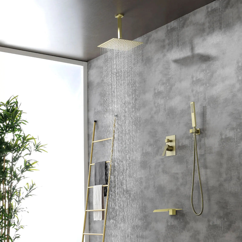 Shower System 12 Inch Rain Shower Head Ceiling Mount with Handheld Spray Luxury High Pressure Shower Combo Set shamanda-12-inch-ceiling-mount-shower-system 