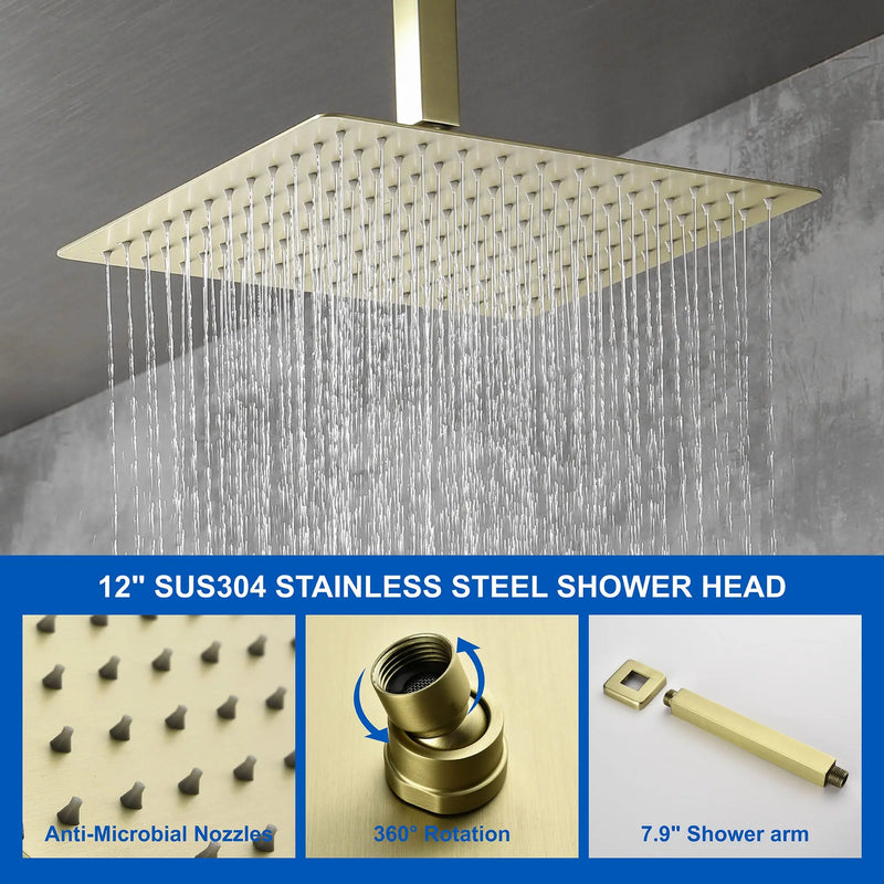 Shower System 12 Inch Rain Shower Head Ceiling Mount with Handheld Spray Luxury High Pressure Shower Combo Set shamanda-12-inch-ceiling-mount-shower-system 