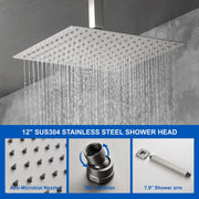 Shower System 12 Inch Rain Shower Head Ceiling Mount with Handheld Spray Luxury High Pressure Shower Combo Set shamanda-12-inch-ceiling-mount-shower-system 