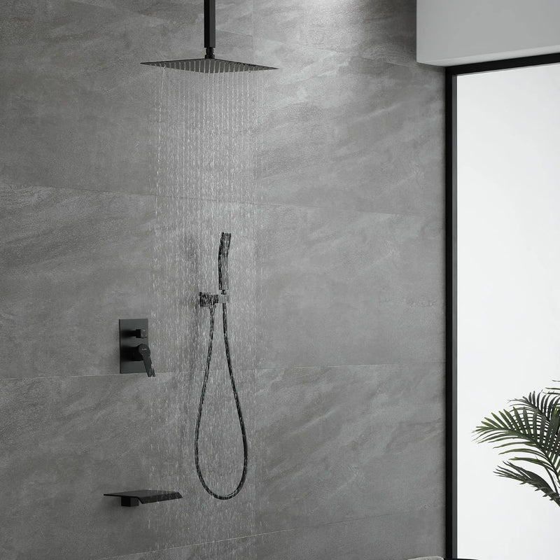 Shower System 12 Inch Rain Shower Head Ceiling Mount with Handheld Spray Luxury High Pressure Shower Combo Set shamanda-12-inch-ceiling-mount-shower-system 
