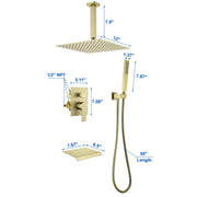 Shower System 12 Inch Rain Shower Head Ceiling Mount with Handheld Spray Luxury High Pressure Shower Combo Set shamanda-12-inch-ceiling-mount-shower-system 