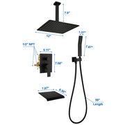Shower System 12 Inch Rain Shower Head Ceiling Mount with Handheld Spray Luxury High Pressure Shower Combo Set shamanda-12-inch-ceiling-mount-shower-system 