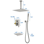 Shower System 12 Inch Rain Shower Head Ceiling Mount with Handheld Spray Luxury High Pressure Shower Combo Set shamanda-12-inch-ceiling-mount-shower-system 