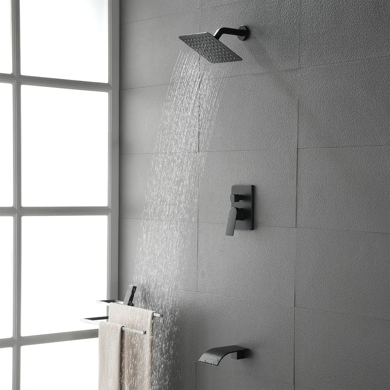 Shower System with Waterfall Tub Spout, Tub and Shower Faucet Trim Kit with Rough in Valve, Shower Tub Faucet Set Wall Mounted shamanda-waterfall-tub-shower-system 