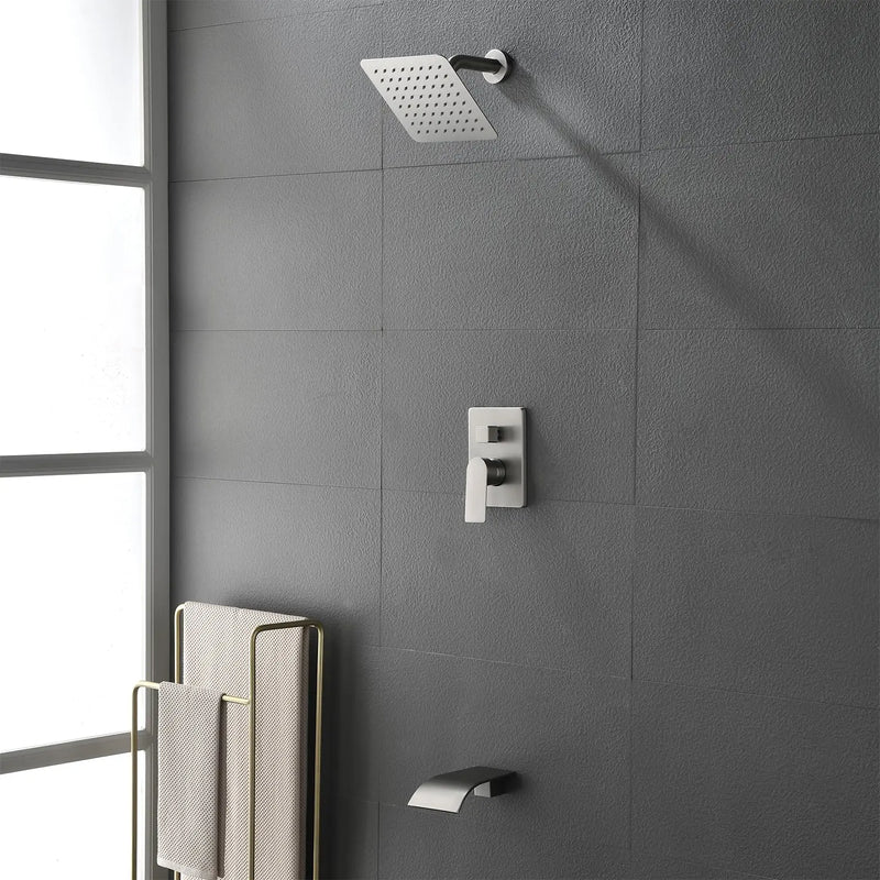 Shower System with Waterfall Tub Spout, Tub and Shower Faucet Trim Kit with Rough in Valve, Shower Tub Faucet Set Wall Mounted shamanda-waterfall-tub-shower-system 