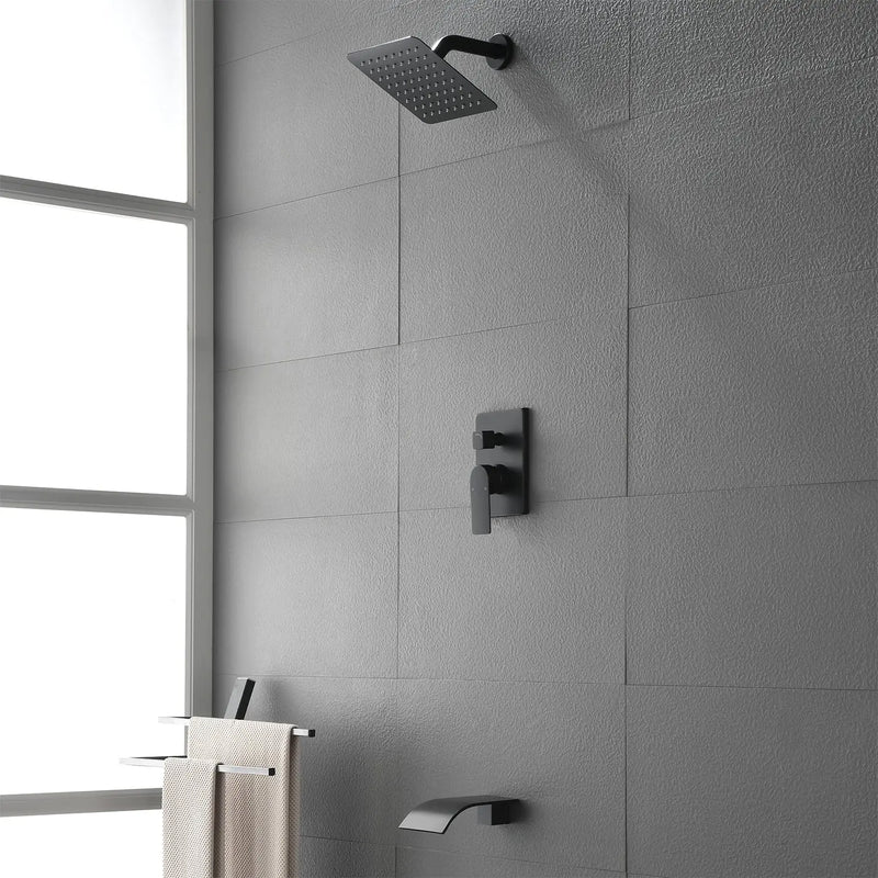 Shower System with Waterfall Tub Spout, Tub and Shower Faucet Trim Kit with Rough in Valve, Shower Tub Faucet Set Wall Mounted shamanda-waterfall-tub-shower-system 
