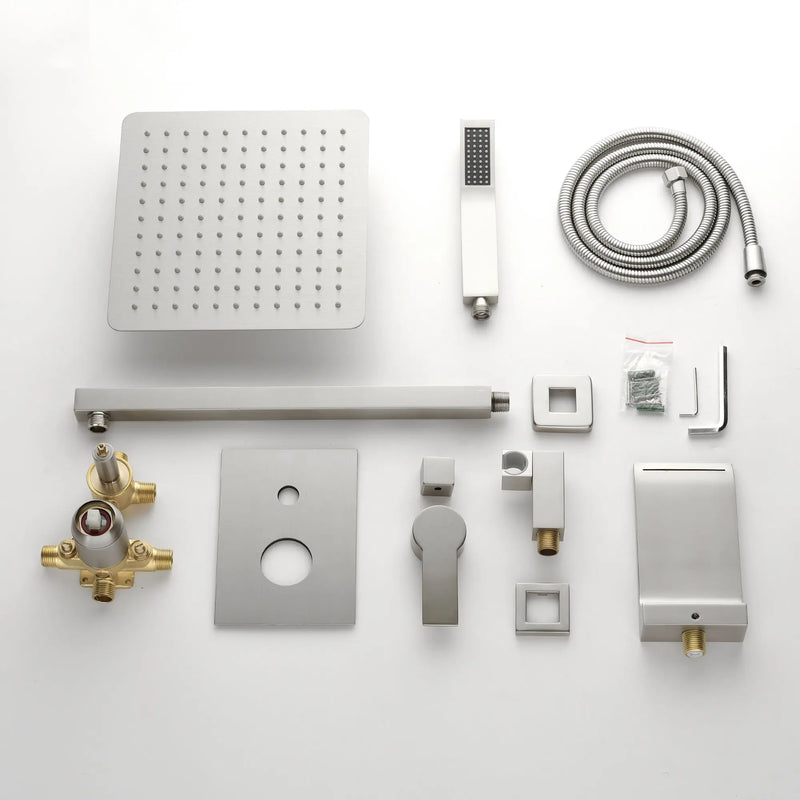 Shower System with Waterfall Tub Spout and Handheld Shower Head, 10" Rain Shower Faucet Sets shower-system-with-waterfall-tub-spout-and-handheld-shower-head-10-rain-shower-faucet-sets-complete-with-shower-round-in-valve-and-trim-wall-mounted-matte-black 