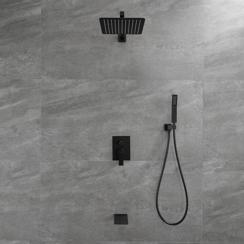 Shower System with Waterfall Tub Spout and Handheld Shower Head, 10" Rain Shower Faucet Sets shower-system-with-waterfall-tub-spout-and-handheld-shower-head-10-rain-shower-faucet-sets-complete-with-shower-round-in-valve-and-trim-wall-mounted-matte-black 