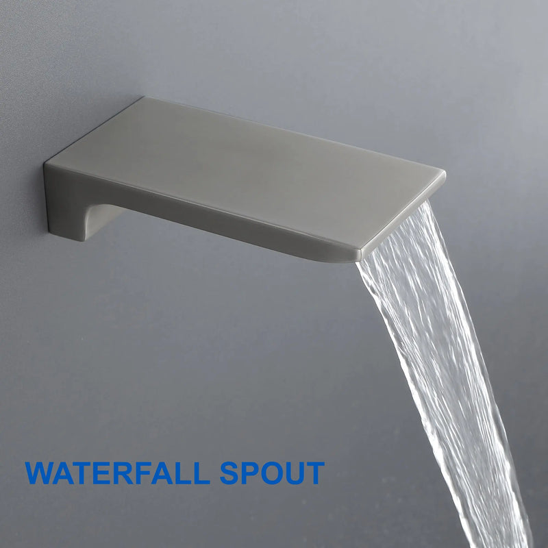 Shower System with Waterfall Tub Spout and Handheld Shower Head, 10" Rain Shower Faucet Sets shower-system-with-waterfall-tub-spout-and-handheld-shower-head-10-rain-shower-faucet-sets-complete-with-shower-round-in-valve-and-trim-wall-mounted-matte-black 