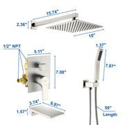 Shower System with Waterfall Tub Spout and Handheld Shower Head, 10" Rain Shower Faucet Sets shower-system-with-waterfall-tub-spout-and-handheld-shower-head-10-rain-shower-faucet-sets-complete-with-shower-round-in-valve-and-trim-wall-mounted-matte-black 