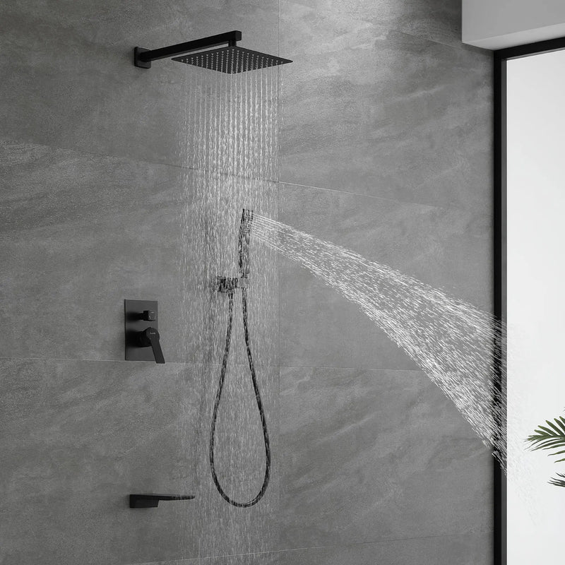 Shower System with Waterfall Tub Spout and Handheld Shower Head, 10" Rain Shower Faucet Sets shower-system-with-waterfall-tub-spout-and-handheld-shower-head-10-rain-shower-faucet-sets-complete-with-shower-round-in-valve-and-trim-wall-mounted-matte-black 