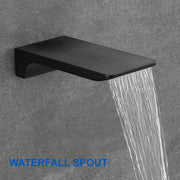 Shower System with Waterfall Tub Spout and Handheld Shower Head, 10" Rain Shower Faucet Sets shower-system-with-waterfall-tub-spout-and-handheld-shower-head-10-rain-shower-faucet-sets-complete-with-shower-round-in-valve-and-trim-wall-mounted-matte-black 