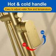 Single-Handle Stand Alone Bathtub Faucet Hot and Cold Water Freestanding Bathtub Filler with High Pressure Hand Shower in Brushed Gold, Brushed Nickel, Matte Black, Chrome single-handle-freestanding-tub-filler 