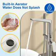 Single-Handle Stand Alone Bathtub Faucet Hot and Cold Water Freestanding Bathtub Filler with High Pressure Hand Shower in Brushed Gold, Brushed Nickel, Matte Black, Chrome single-handle-freestanding-tub-filler 