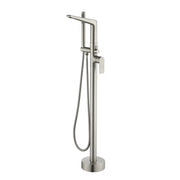 Single-Handle Stand Alone Bathtub Faucet Hot and Cold Water Freestanding Bathtub Filler with High Pressure Hand Shower in Brushed Gold, Brushed Nickel, Matte Black, Chrome single-handle-freestanding-tub-filler 