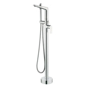 Single-Handle Stand Alone Bathtub Faucet Hot and Cold Water Freestanding Bathtub Filler with High Pressure Hand Shower in Brushed Gold, Brushed Nickel, Matte Black, Chrome single-handle-freestanding-tub-filler 
