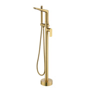 Single-Handle Stand Alone Bathtub Faucet Hot and Cold Water Freestanding Bathtub Filler with High Pressure Hand Shower in Brushed Gold, Brushed Nickel, Matte Black, Chrome single-handle-freestanding-tub-filler 