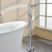Single-Handle Stand Alone Bathtub Faucet Hot and Cold Water Freestanding Bathtub Filler with High Pressure Hand Shower in Brushed Gold, Brushed Nickel, Matte Black, Chrome single-handle-freestanding-tub-filler 
