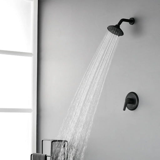 Single Function Pressure Balancing Shower System with 6 Inch 6-Spray ABS Shower Head in Matte Black pressure-balancing-shower-system-with-single-spray 