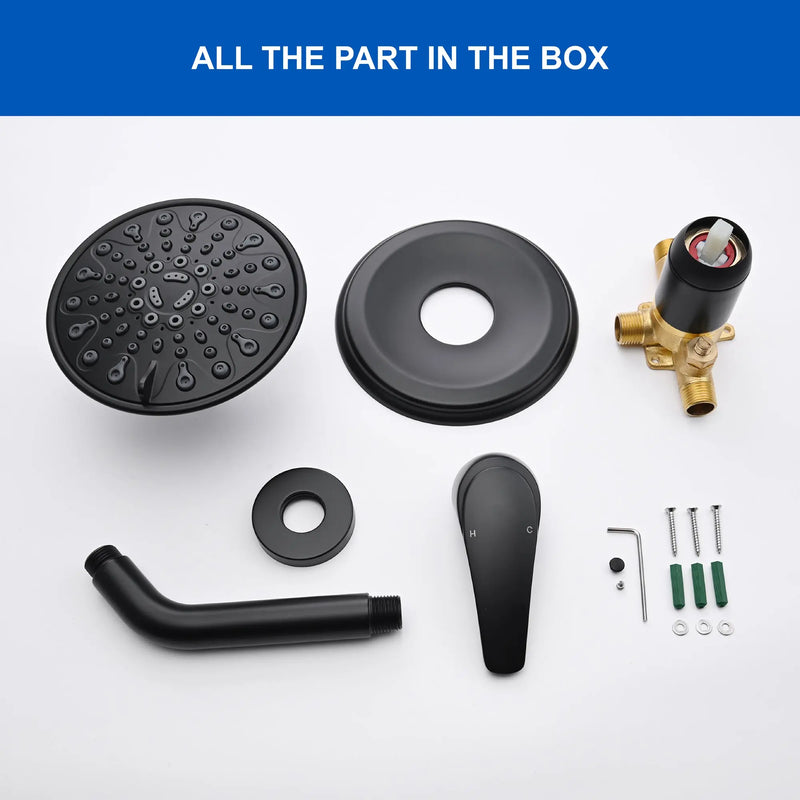 Single Function Pressure Balancing Shower System with 6 Inch 6-Spray ABS Shower Head in Matte Black pressure-balancing-shower-system-with-single-spray 