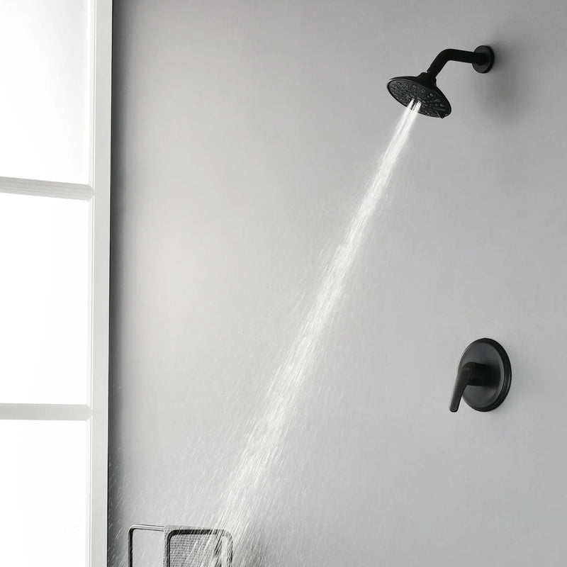 Single Function Pressure Balancing Shower System with 6 Inch 6-Spray ABS Shower Head in Matte Black pressure-balancing-shower-system-with-single-spray 