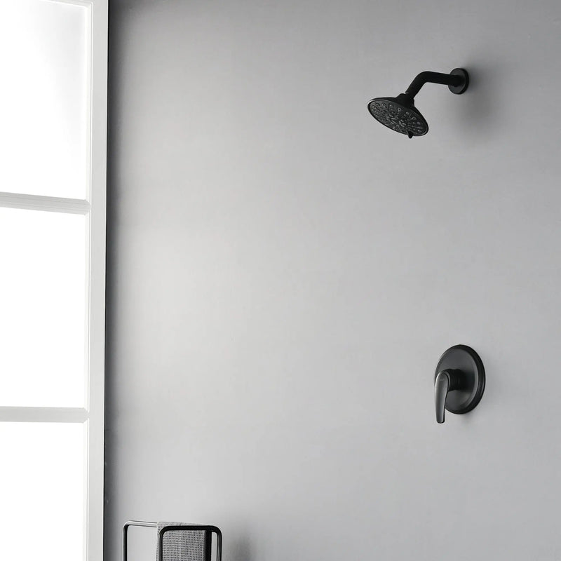 Single Function Pressure Balancing Shower System with 6 Inch 6-Spray ABS Shower Head in Matte Black pressure-balancing-shower-system-with-single-spray Black / Brass & SUS304 & ABS
