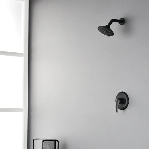 Single Function Pressure Balancing Shower System with 6 Inch 6-Spray ABS Shower Head in Matte Black pressure-balancing-shower-system-with-single-spray Black / Brass & SUS304 & ABS