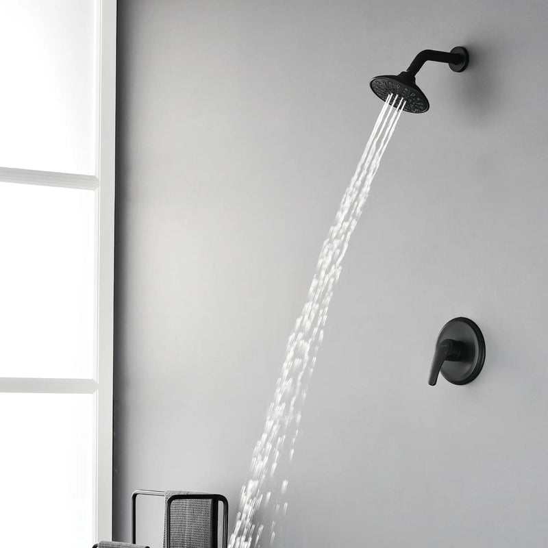 Single Function Pressure Balancing Shower System with 6 Inch 6-Spray ABS Shower Head in Matte Black pressure-balancing-shower-system-with-single-spray 