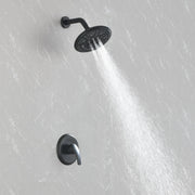 Single Function Wall Mounted Shower Trim Set with 8-inch ABS 6 Settings Shower Head - Matte Black, Brushed Nickel, Brushed Gold single-function-shower-faucet-set-wall-mounted-shower-system Black / Brass / 13.9 x 9.2 x 5.7 Inches