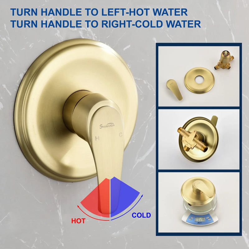 Single Function Wall Mounted Shower Trim Set with 8-inch ABS 6 Settings Shower Head - Matte Black, Brushed Nickel, Brushed Gold single-function-shower-faucet-set-wall-mounted-shower-system 