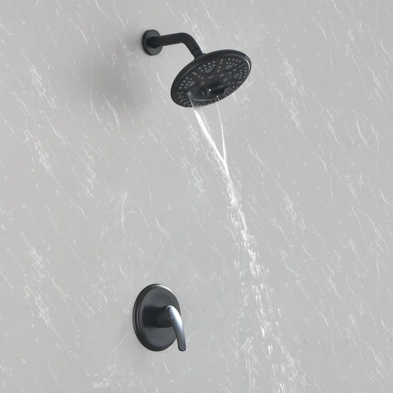 Single Function Wall Mounted Shower Trim Set with 8-inch ABS 6 Settings Shower Head - Matte Black, Brushed Nickel, Brushed Gold single-function-shower-faucet-set-wall-mounted-shower-system 