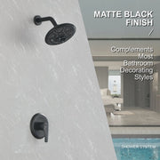Single Function Wall Mounted Shower Trim Set with 8-inch ABS 6 Settings Shower Head - Matte Black, Brushed Nickel, Brushed Gold single-function-shower-faucet-set-wall-mounted-shower-system 