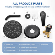 Single Function Wall Mounted Shower Trim Set with 8-inch ABS 6 Settings Shower Head - Matte Black, Brushed Nickel, Brushed Gold single-function-shower-faucet-set-wall-mounted-shower-system 