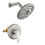 Single Function Wall Mounted Shower Trim Set with 8-inch ABS 6 Settings Shower Head - Matte Black, Brushed Nickel, Brushed Gold single-function-shower-faucet-set-wall-mounted-shower-system 
