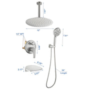 Single Handle 12" Ceiling-Mounted Bath and Shower System Set with 7 Settings Hand Spray, Waterfall Spout single-handle-12-ceiling-mounted-bath-and-shower-system-set-with-6-settings-hand-spray-waterfall-spout 