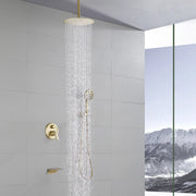Single Handle 12" Ceiling-Mounted Bath and Shower System Set with 7 Settings Hand Spray, Waterfall Spout single-handle-12-ceiling-mounted-bath-and-shower-system-set-with-6-settings-hand-spray-waterfall-spout 