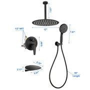 Single Handle 12" Ceiling-Mounted Bath and Shower System Set with 7 Settings Hand Spray, Waterfall Spout single-handle-12-ceiling-mounted-bath-and-shower-system-set-with-6-settings-hand-spray-waterfall-spout 