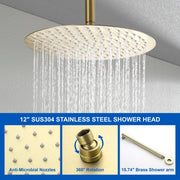 Single Handle 12" Ceiling-Mounted Bath and Shower System Set with 7 Settings Hand Spray, Waterfall Spout single-handle-12-ceiling-mounted-bath-and-shower-system-set-with-6-settings-hand-spray-waterfall-spout 